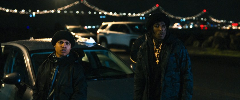 Splash City Reed Shannon as Julian “Juju” Johnson and Quincy “Galaxy” Brooks as Darnell “Dolo” Ferguson in Splash City. Photo Credit: Courtesy of Lionsgate